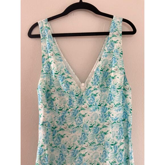 RIXO London Carrie linen and silk maxi Floral blue white dress sz XS - Picture 7 of 9